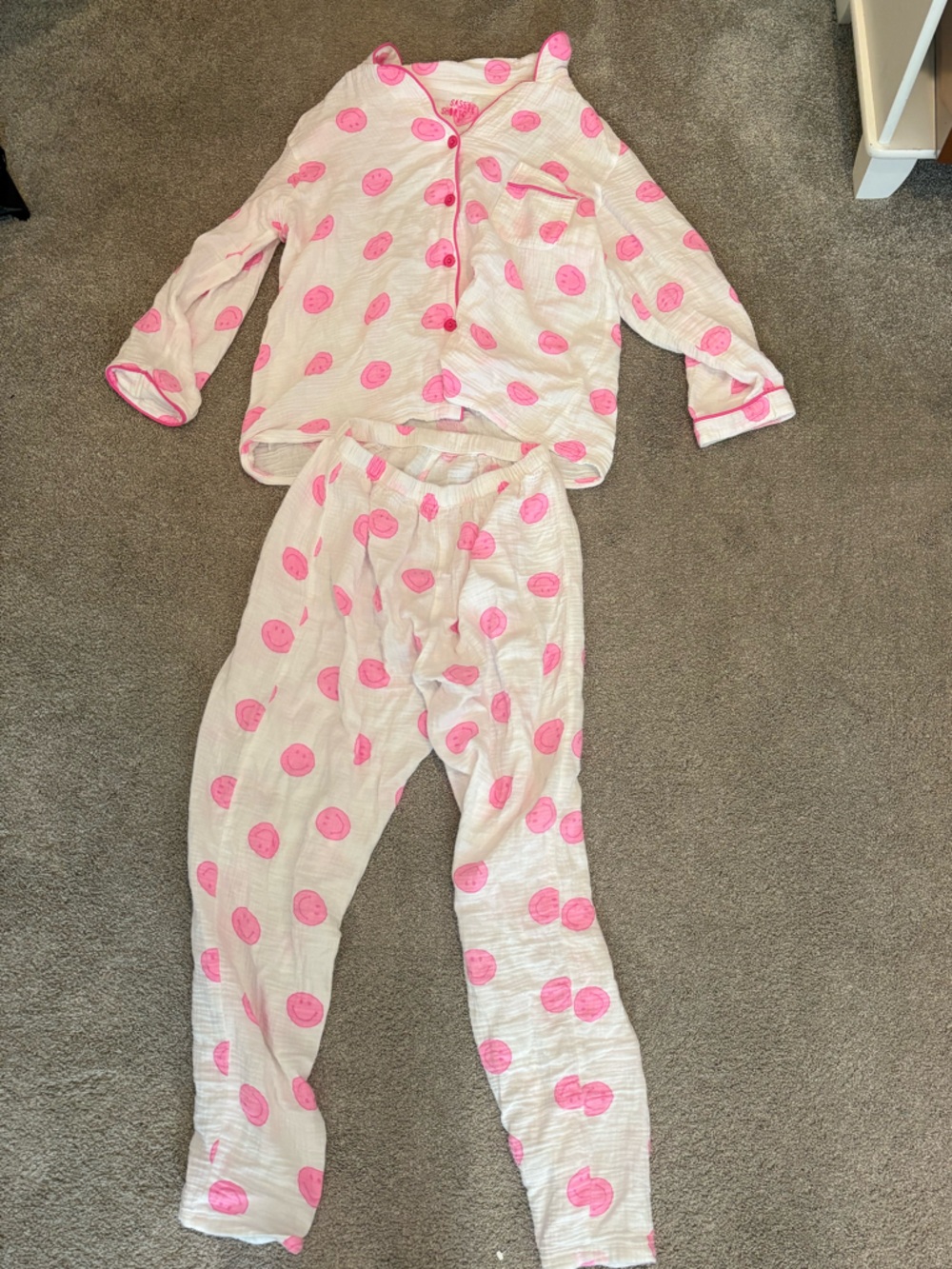 Women's Pink Polka Dot Long Sleeve Pajama Set